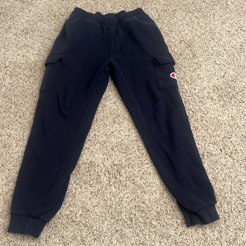 Youth, large champion, navy blue, cargo sweatpants